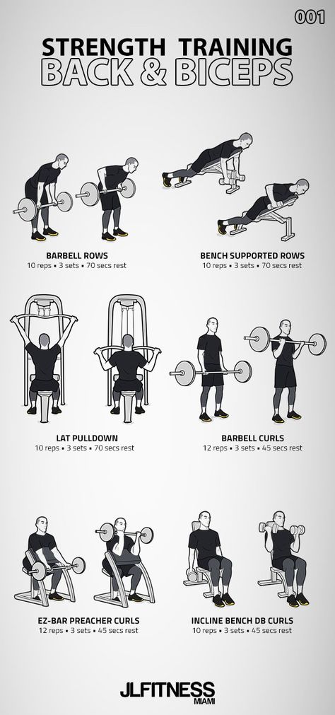 6 exercises: 3 back exercises and 3 biceps exercise. Mens Bicep Workout, Back Workout Men, Big Biceps Workout, Ectomorph Workout, Back And Bicep Workout, Fitness Studio Training, Workout Man, Gym Antrenmanları, Gym Workout Chart