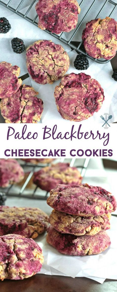 Paleo Blackberry Cheesecake Cookies Almond Cheese, Blackberry Cheesecake, Dessert Sans Gluten, Paleo Cookies, Paleo Baking, No Gluten, Paleo Food, Paleo Sweets, Cheesecake Cookies