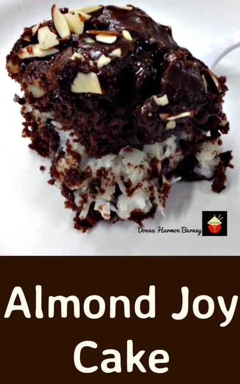 Gold Miner's Almond Joy Cake. A super moist, delicious and rich cake loved by all! Loaded with chocolate, marshmallows,coconut, almonds... this is a pretty amazing cake and perfect for parties too! Almond Joy Cake, Coconut Almonds, Rich Cake, Almond Joy, Amazing Cake, Chocolate Marshmallows, Oreo Dessert, A Piece Of Cake, S'mores