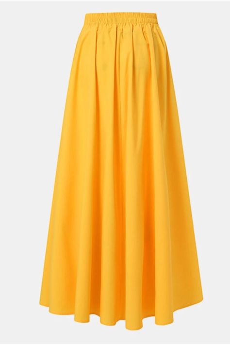 Color:Black, Yellow, Red Material:Polyester, Spandex Length:Long Occasion:Casual Season:Summer, Spring, Autumn Thickness:Moderate Design Element:Pleated Style:Casual Fit Type:Regular Long Skirt Casual, Suede Cardigan, Comfortable Skirts, Color Plain, Stylish Skirts, Yellow Skirt, Long Skirts, Beautiful Skirts, Casual Skirt