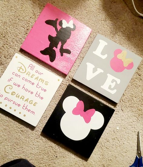 Diy Minnie Mouse Bedroom Decor, Minnie Mouse Painting On Canvas, Minnie Mouse Painting, Minnie Mouse Bedroom Decor, Minnie Mouse Canvas, Minnie Mouse Room Decor, Minnie Mouse Bedroom, Disney Canvas Paintings, Minnie Mouse Gifts