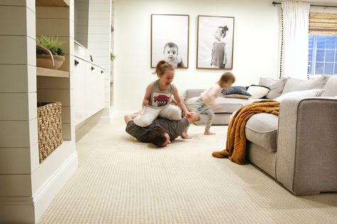 How our Wall-to-Wall Carpet looks Over A Year Later. - Chris Loves Julia Wall To Wall Carpet, Flower Carpet, Basement Carpet, Hallway Carpet Runners, Carpet Trends, Chris Loves Julia, Cheap Carpet Runners, White Carpet, Carpet Installation