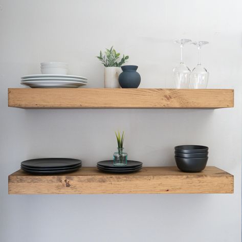 PRICES MAY VARY. HIGH QUALITY FLOATING SHELVES: each shelf is 3'' thick handcrafted from pine boards in USA and made to last. Our shelves are protected with polyurethane and are ready to be used. Support up to 35 pounds of weight per stud (2 studs=70pounds). Easy to install. WHAT YOU WILL GET: 2 Shelves, installation bracket, screws, and anchors. To make the installation process effortless and quick, you will need: Tape measure, Stud finder, Pencil, Level, & Drill. EVERY SHELF IS UNIQUE: Due to Floating Shelves With Cabinet, Floating Wood Shelves Lowe's, Modern Wooden Floating Shelves, Bar Wall Shelves Lowe's, Float Shelf Dining Room, 32 Inch Floating Shelves, Amber Interiors Floating Shelves, Floating Shelves Kitchen Alcohol, 10 Foot Long Floating Shelf