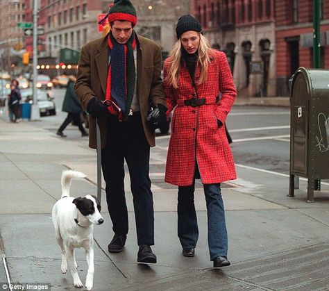 Tragic: John F. Kennedy Jr. - the son of President Kennedy - is seen here with wife Carolyn Bessette-Kennedy. The couple died when JFK Jr.'s plane crashed in 1999 Carolyn Bessette, John Junior, Michael Hutchence, Christian Slater, Jfk Jr, Robin Wright, Stylish Celebrities, John John, Christy Turlington