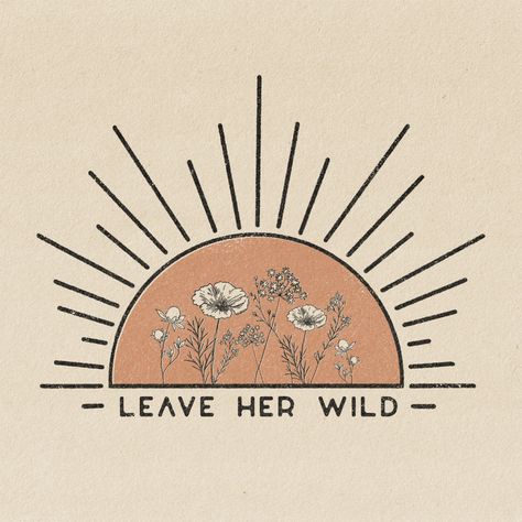 Leave Her Wild, Stay Wild, Boho Art, Art Print, Orange, Flowers, White, Black, Art