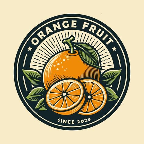 Vector vintage badge logo emblem of oran... | Premium Vector #Freepik #vector #farm #sign #orange #natural Logo Emblem Design, Vintage Emblem Logo, Emblems Logo, Vintage Badge Logo, Orange Farm, Farm Logo Design, Vintage Badge, Farm Logo, Orange Logo