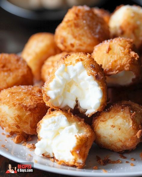 Deep Fried Marshmallows Fried Marshmallows, Deep Fried Desserts, Fried Milk, Fried Dessert, Seafood Lasagna, Funnel Cakes, Salmon And Shrimp, Batter Mix, Recipes With Marshmallows