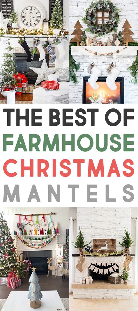 Best of Farmhouse Christmas Mantels Christmas Mantles Ideas Fireplaces, Farmhouse Christmas Mantle, Winter Blessings, Christmas Fireplace Mantels, Farmhouse Mantel, Christmas Workshop, Christmas Mantel Decor, Christmas Mantle Decor, Cottage Market