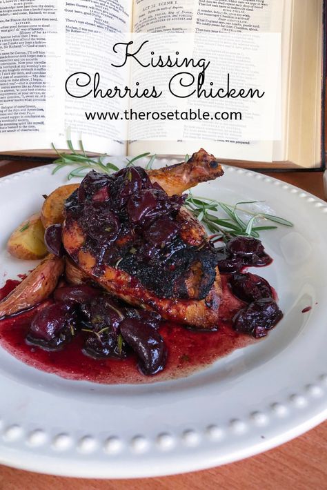 The BEST savory cherry sauce for chicken! This must-have summer recipe only takes a few minutes. Saute garlic in olive oil, add fresh cherries and balsamic vinegar, reduce, and add chopped rosemary. That's it! #cherries #cherry #cherrysauce #chicken #grilling #grilled #grillrecipes Chicken With Cherries, Gourmet Main Dishes, Chicken And Cherries Recipe, Cherry Savory Recipe, Chicken With Cherry Sauce, Cherry Dinner Recipes, Cherry Sauce For Chicken, Cherry Recipes Savory, Cherry Chicken Recipe