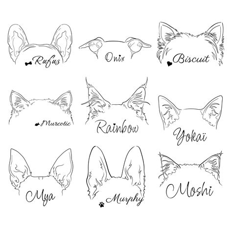 Dog Ear Outline Tattoo, Ear Outline Tattoo, Dog Ear Outline, Ear Outline, Puppy Ears, Tier Tattoo, Graphics Tablets, Kunst Tattoos, Outline Tattoo