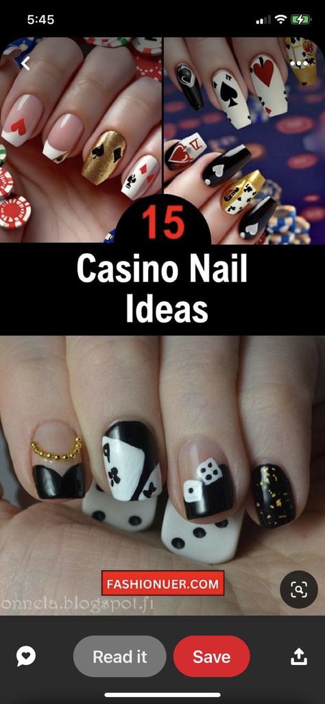 Vegas Nail Designs Ideas, Nail Ideas For Vegas, Vegas Nails Design, Vegas Themed Nails, Gambling Nails, Vegas Nails Ideas Sparkle, Casino Nails Designs, Vegas Inspired Nails, Nails For Vegas