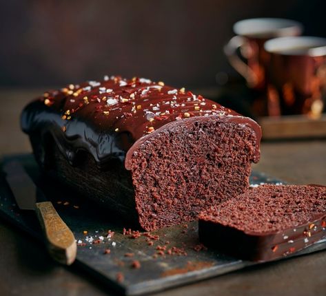 Chocolate Loaf Cake Recipe | olivemagazine Chocolate Cake Loaf Pan, Loaf Tin Cakes Recipes, Brownie Loaf Cake, Loaf Tin Cakes, Loaf Cake Decoration, Chocolate Bread Loaf, Loaf Photography, Chocolate Cake Photography, Chocolate Cake Loaf