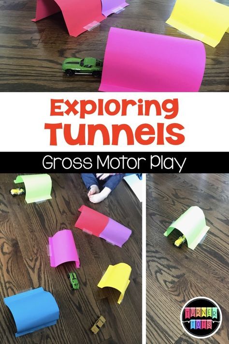 Exploring Tunnels | Build paper tunnels for toy cars. Great gross motor practice for a transportation preschool theme! Transportation Preschool Theme, Kaba Motor Becerileri, Transportation Preschool Activities, Transportation Theme Preschool, Transportation Unit, Transportation Activities, Transportation Crafts, Transportation Preschool, Dramatic Play Preschool