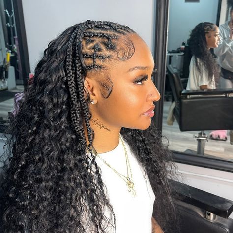 Do you want braids but don’t like sitting for too long 👀??Going on vacation & dont want your wig slipping? Half braids, half sew in is the BEST way to get braids & sit for less time 🫣. As well as being able to still give a weave type of look 💁🏽‍♀️ On top of that, this is one of my FAVORITE styles for vacay ! You literally do not have to worry about a thing ! Just get up & go 🤌🏽 Maybe fix them edges a little bit 😂 but very low maintenance Keep booking @ashxperience 🩵🩵 USE NEW CLIENT CODE F... Braids With Sewing In The Back, Sew In With Braids At The Top, Half Braids, Half Braid, Protective Hairstyles Braids, Long Gone, Hairstyles Braids, Sew In, Too Long