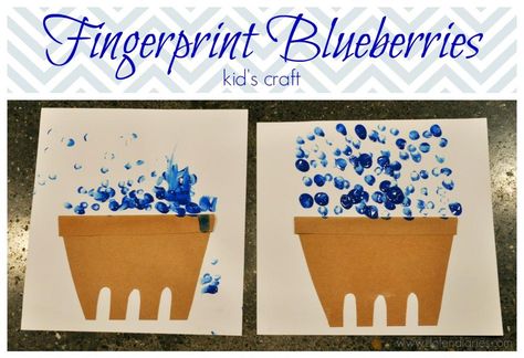 Fingerprint Blueberries Kid's Craft {Dolen Diaries for Inspiration Made Simple} Vegetable Crafts, Fruit Crafts, Toddler Arts And Crafts, Blue Crafts, Alphabet Crafts, Daycare Activities, Daycare Crafts, Toddler Art, Classroom Crafts