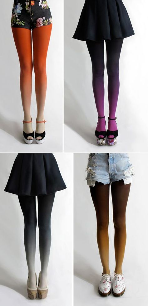 ombre tights - haven't felt this excited about clothing in a long time. Ombre Clothing, Ombre Tights, Ombre Clothes, Tokyo Street Fashion, Colored Tights, Grunge Look, Elegante Casual, Mode Chic, Grunge Style