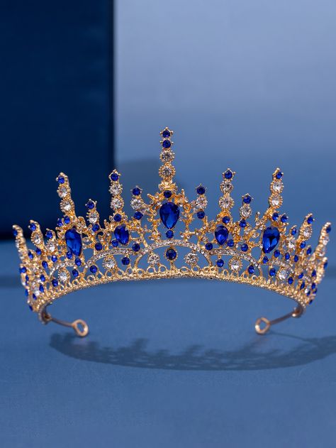 Quinceanera Crowns, Quince Crown, Diadem Wedding, Blue Tiara, Blue Wedding Dress Royal, Royal Blue Quince, Quinceanera Shoes, Royal Blue Quinceanera, Sweet 15 Party Ideas Quinceanera