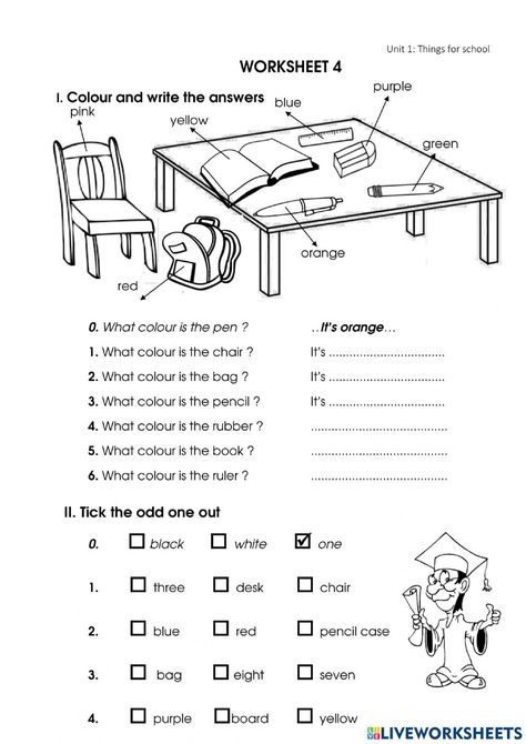 School Objects Activities, School Things Worksheet, School Objects, Back To School Worksheets, Kids Worksheet, Grammar For Kids, English Activities For Kids, English For Beginners, Language Worksheets