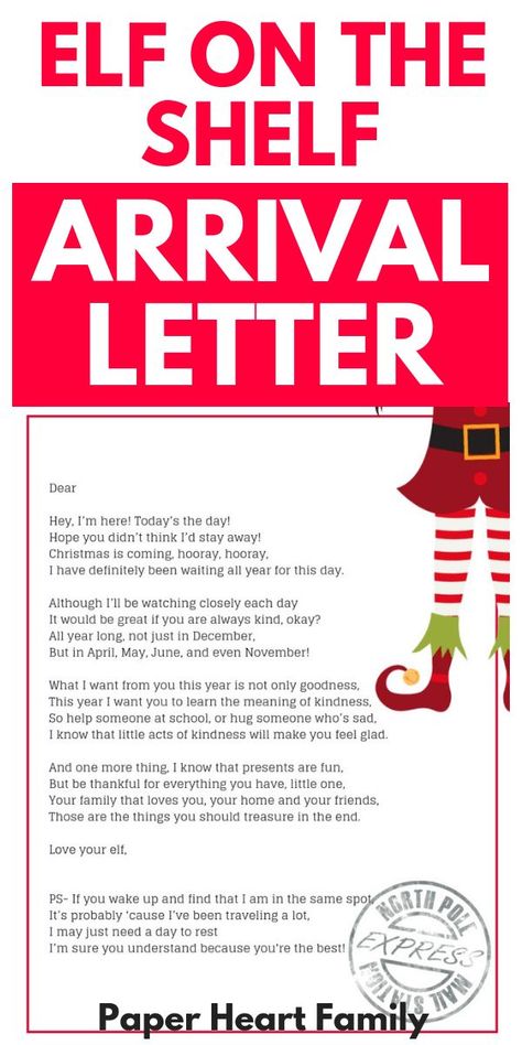 If you're looking for Elf on the Shelf arrival ideas, then this arrival letter for your Elf on the Shelf is the perfect solution. It promotes kindness (and puts less focus on "be good because Santa's watching). A fun way to usher your Elf back from the North Pole this Christmas. Elf On Shelf Letter, Elf On The Shelves, Welcome Back Letter, Kindness Elves, Elf On The Shelf Arrival, Elf Shelf, Elf Letters, Hbd Quotes, Awesome Elf On The Shelf Ideas