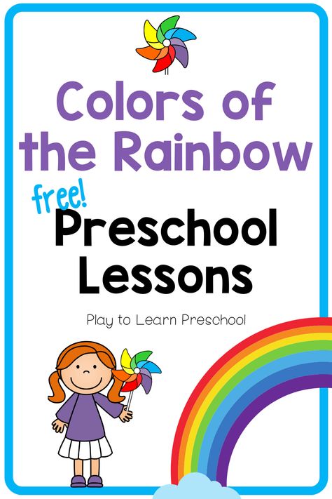 Young children will learn all about the colors of the rainbow during these FREE virtual preschool circle time lessons. Each lesson includes a story, song, and game for preschoolers. There is also a free printable pack with activities to extend learning. Students will explore color theory, practice the names of the colors, learn the ASL signs for each color, and learn about thunder and rainbows. Circle Time Color Activities, Colors Circle Time, Preschool Color Lessons, Colors Of The Rainbow Preschool, Color Lesson Plans For Preschool, Rainbow Theme Preschool Activities, Color Theme Preschool Activities, Rainbow Lesson Plans Preschool, Rainbow Preschool Theme