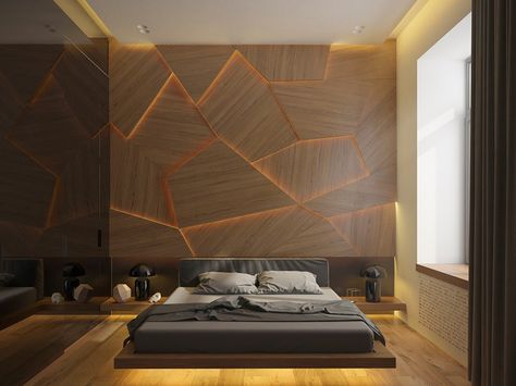 18 Adorable Bedrooms With Textured Walls That You Are Going To Love Bedroom Wall Texture, Bedroom Lighting Design, Paneled Walls, Quotes Canvas, Mens Bedroom, Bedroom Accent, Accent Wall Bedroom, Joel Osteen, Geometric Decor