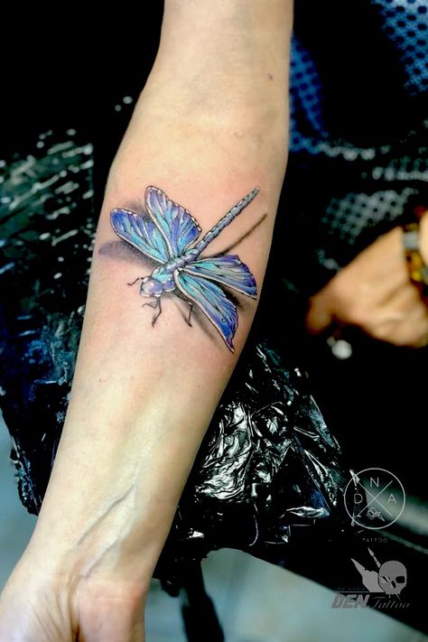 #dragonfly #dragonflytattoo #tattooartist #colour #colourtattoo | By Denis Voitkov | Done at DNA Tattoo | Jan 25th 2019 | 843930 Colorful Dragonfly Tattoo Ideas, Colour Dragonfly Tattoo, Dragonfly Tattoo With Color, 3d Dragonfly Tattoo, Dragonfly Tatoos, Fly Tattoos, Dragonfly Tattoo Ideas, Dragonfly Tattoos, Pictures Of Tattoos