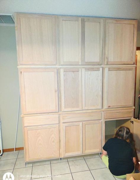 Custom Built Storage Cabinets, Wall Cabinets Used As Base Cabinets, Project Source Cabinets Lowes, Stock Cabinet Pantry, Home Depot Unfinished Kitchen Cabinets, Kitchen Pantry Cabinet Ideas, Wall Cabinets As Base Cabinets, Entry Cabinets, Mudroom Shelves