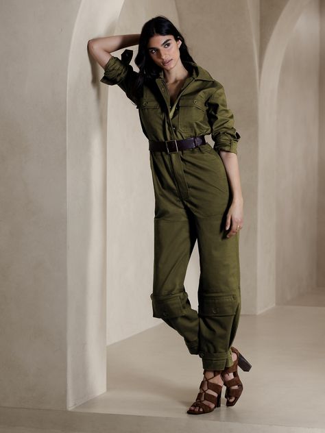 Utility Jumpsuit Outfit, Green Jumpsuit Outfit, Utility Jumpsuit, The Shins, Michael Kors Fashion, Green Jumpsuit, Jumpsuit Outfit, Jumpsuit Online, Banana Republic Women