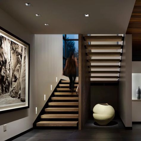 75 Modern U-Shaped Staircase Ideas You'll Love - May, 2022 | Houzz House Stairs Ideas, House Interior Stairs, Modern House Stairs, House Stairs Design, U Shaped Stairs, U Shaped Staircase, Modern Log Home, Industrial Staircase, Staircase Design Modern