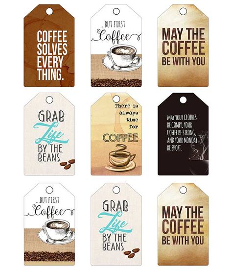 Coffee Greeting Cards and Printable Tags to Download Free Coffee Tags Ideas, Coffee Tags Free Printable, Coffee Gift Tags Free Printable, Coffee Bags Ideas, Coffee Gift Card Sayings, Coffee Scrapbook Ideas, Free Coffee Printables, Coffee Free Printable, Coffee Stickers Printable