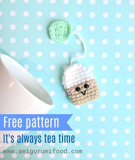 Amigurumi Food: New Free crochet pattern Tea Bag Amigurumi food Crochet Tea Cup, Amigurumi Food, Crochet Keychain Pattern, Crochet Gratis, Crochet Food, Crochet Amigurumi Free Patterns, Crochet Amigurumi Free, Crochet Bookmarks, Plush Pattern