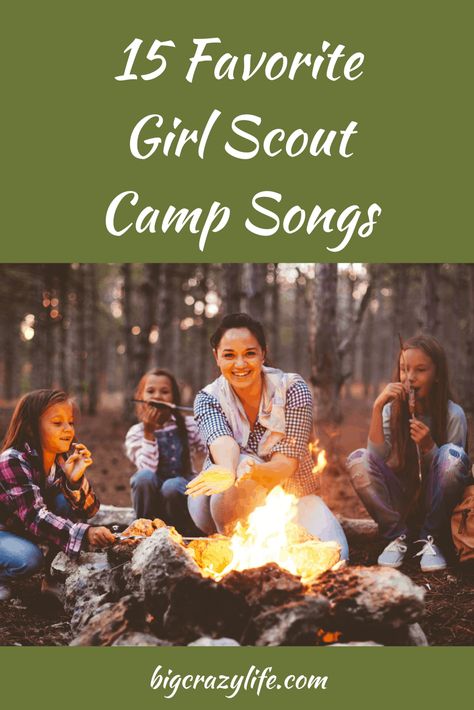 Girl Scout Camping Ideas, Camping Songs For Kids, Camp Songs For Kids, Summer Camp Songs, Campfire Songs For Kids, Girl Scout Camping Activities, Girl Scout Camp Songs, Camp Skits, Daisy Activities