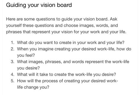 Vision Board Prompt Questions, Why Vision Boards Work, 2024 Vision Board Questions, Questions For Vision Board, Vision Board Checklist, Vision Board For Work, Vision Board Questions, Bullet Journal Vision Board, July Planner