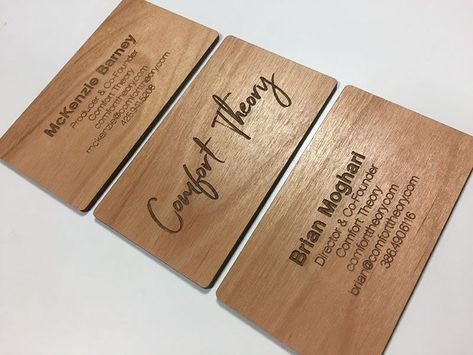 Laser engraved business cards on wood, metal, plastic - starting at $1.30 Laser Cut Business Cards, Laser Engraved Business Cards, Wood Business Card, Materials Board Interior Design, Wooden Business Card, Wood Business, Wood Business Cards, Laser Engraved Leather, Metal Business Cards