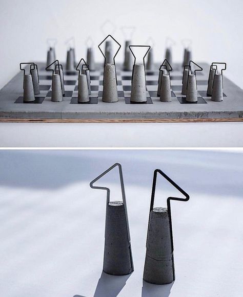 Diy Chess Set, Modern Chess Set, Tanah Liat, Wood Router, Wood Turning Projects, Chess Game, Concrete Diy, Chess Pieces, Welding Projects