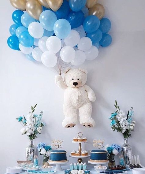 Fly away teddy bear!! Torturi Baby Shower, Baby Shower Wall Decor, Teddy Bear Baby Shower Decorations, Idee Babyshower, Teddy Bear Baby Shower, Shower Bebe, A Teddy Bear, Unique Baby Shower, Baby Diy