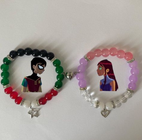 Disney Princess Bracelet, Robin X Starfire, Matching Things, Girly Bracelets, Dress Design Drawing, Bead Charms Diy, Diy Bracelet Designs, Diy Bracelets Patterns, Bracelet Ideas