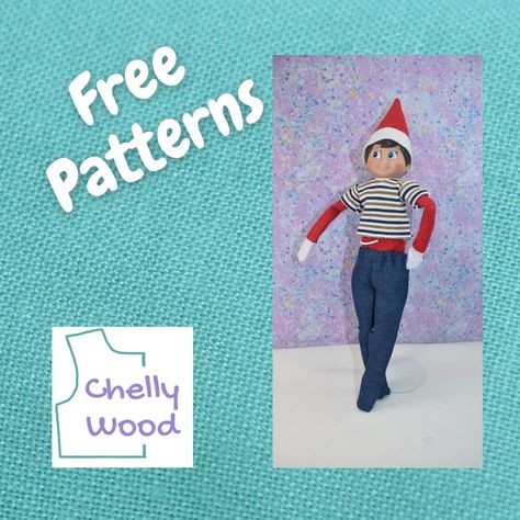 Elf On The Shelf Shirt Pattern, Doll Shirt Pattern Free, Shelf Crafts, Jeans And A Crop Top, Sew Jeans, Free Doll Clothes Patterns, Jeans Pattern, Shelf Elf, Sewing Jeans