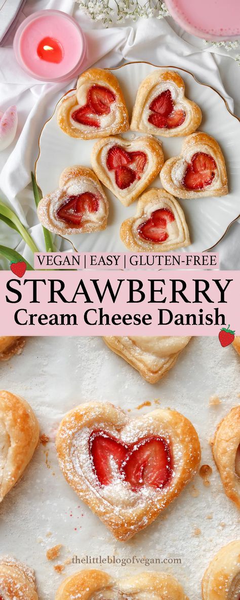 Valentine's Day Pastries, Valentines Sourdough Recipes, Bunny Puff Pastries, Mini Danish Pastries, Healthy Breakfast Pastries, Strawberry Pastry Recipes, Sourdough Valentines Day, Valentine Pastry Ideas, Gluten Free Valentines Day Desserts