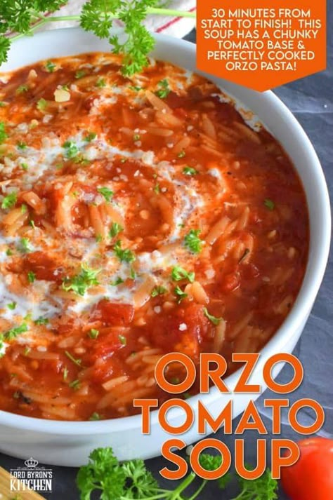 Orzo Tomato Soup, Soup Orzo, Orzo Tomato, Tomato Orzo, Soup Sandwich, Orzo Soup Recipes, Chicken Pot Pie Soup, Pot Pie Soup, Orzo Soup