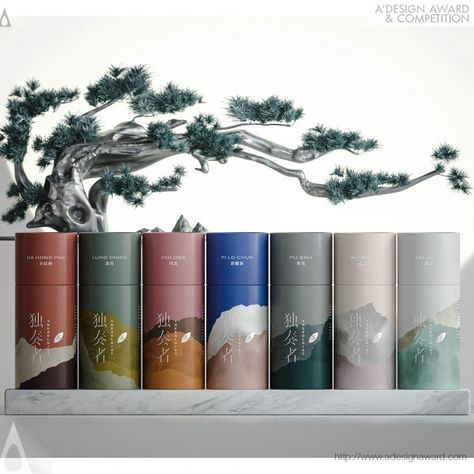 Cylinder Packaging Design, Luxury Tea Packaging, Chinese Tea Packaging, Cylinder Packaging, Tea Packing, Tea Branding, Modern Packaging Design, Distant Mountains, Tea Packaging Design