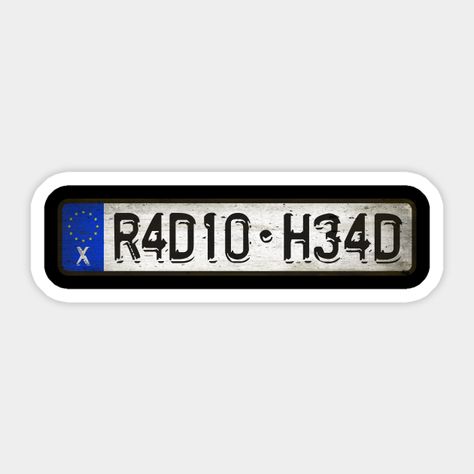 Car license plates of band:Radiohead are an experimental rock band from the United Kingdom, formed in 1985. The band consists of Thom Yorke, Jonny Greenwood, Ed O'Brien, Colin Greenwood -- Choose from our vast selection of stickers to match with your favorite design to make the perfect customized sticker/decal. Perfect to put on water bottles, laptops, hard hats, and car windows. Everything from favorite TV show stickers to funny stickers. For men, women, boys, and girls. Radiohead Stickers, Cool Stickers For Laptop, Iconic Stickers, Grunge Stickers, Stickers Rock, Colin Greenwood, Mac Stickers, Car License Plates, Rick And Morty Stickers