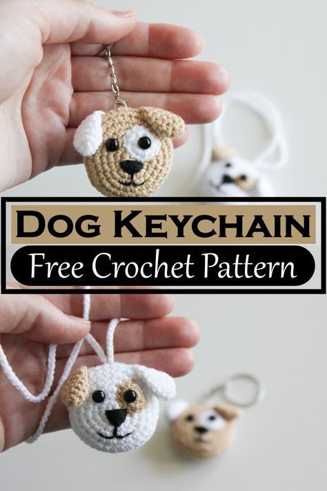 Free Crochet Small Amigurumi Patterns, Crochet Key Chains Free Pattern Flower, Crochet Dog Keychain Free Pattern, Crochet Keychain Dog, Crochet Keychain Animals, Dog Crochet Keychain, Crochet Keychains Patterns Free, Free Crochet Keychain Patterns, Crochet Dog Keychain