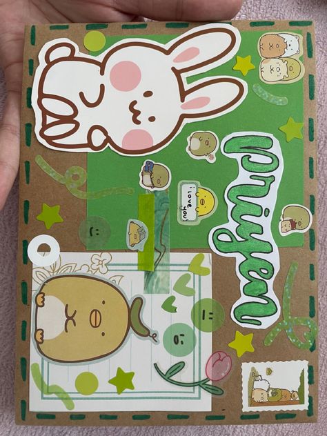 Kawaii Card Ideas, Cute Penpal Letters, Green Journal Ideas, Penpal Letters Ideas, Penpal Envelope Ideas, Penpal Themes, Penpals Ideas, Penpal Ideas, Penpal Letters