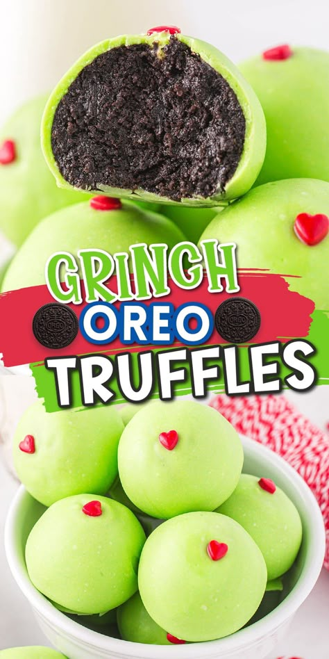 Grinch Christmas Truffles Oreo Truffle, Oreo Truffles Recipe, Christmas Truffles, Sandwich Cookie, Oreo Balls, Classic Sandwich, Grinch Party, Christmas Baking Recipes, Easy Christmas Treats