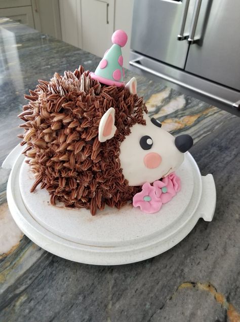 Hedgehog cake Hedgehog Smash Cake, Heghog Cake, Hedgehog Birthday Party, Hedgehog Cake Ideas, Porcupine Cake, Hedgehog Cupcakes, Hedgehog Birthday Cake, Hedgehog Cupcake, Sonic The Hedgehog Cake