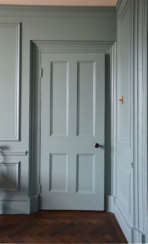 Egads! My husband Won’t Let Me Change The Blue Trim Color! Dröm Hus Planer, Breakfast Room Green, Oval Room Blue, Farrow And Ball Paint, Wooden Floors, Wall Trim, Blue Rooms, Door Color, Colonial House