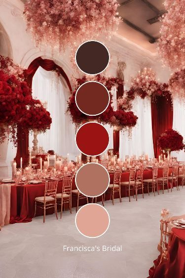 I'm liking these colors Red Wedding Colour Schemes, Modern Wedding Themes Color Palettes, Romantic Winter Wedding Colors, Wedding Pallet Ideas Colour Schemes, Winter Wedding Theme Ideas, Wedding Color Schemes Red, Winter Wedding Theme, Winter Wedding Color Ideas, Color Palette Wedding