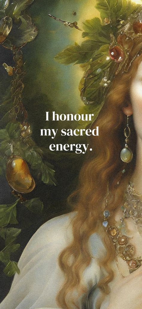 sacred energy. sacral. witch. lockscreen. full collection on my website 🌻 🍯🪞⚡ Spiritual Lockscreen Wallpaper, Divinely Protected Wallpaper, Light Witchy Aesthetic, Dark Feminine Lockscreen, Sacred Wallpaper, Backgrounds Affirmation, Angel Lockscreen, Spiritual Lockscreen, Feminine Energy Wallpaper