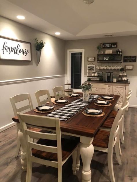 Country Farm Dining Room, Rustic Home Dining Room, Kitchen And Dining Room Together, Open Living Room And Dining Room, Farm House Dinning Room, Long Dining Table Decor, Rustic Dining Room Ideas, Rustic Dining Room Decor, Yard Renovation